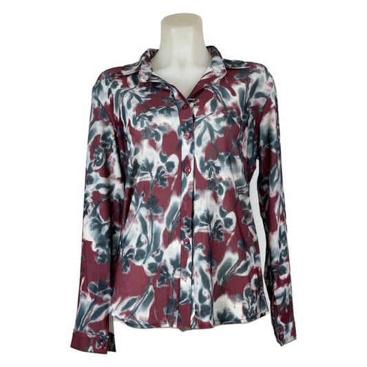 Ann Gissy Blouse - Grijs/Rood Patroon - Licht en Kreukvrij! - In 5 maten (XXL) - Mapsy B.V