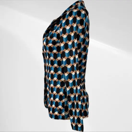 Angelle Milan - Casual travelstof blazer - Blokjes met kleuren - Travelstof - In 5 maten verkrijgbaar - Mapsy B.V