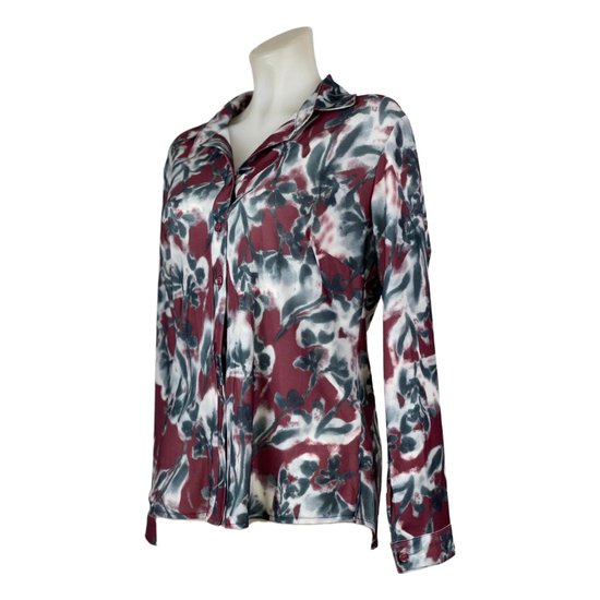 Ann Gissy Blouse - Grijs/Rood Patroon - Licht en Kreukvrij! - In 5 maten (XXL) - Mapsy B.V