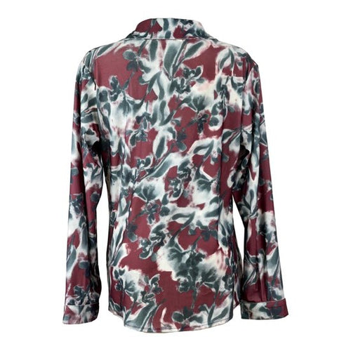 Ann Gissy Blouse - Grijs/Rood Patroon - Licht en Kreukvrij! - In 5 maten (XXL) - Mapsy B.V