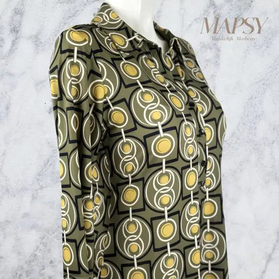 Angelle Milan - travelstof jurk voor dames - Groen/Gele Jurk - Ademend - Kreukherstellend - Duurzame zomerjurk - in 5 maten! - Mapsy B.V