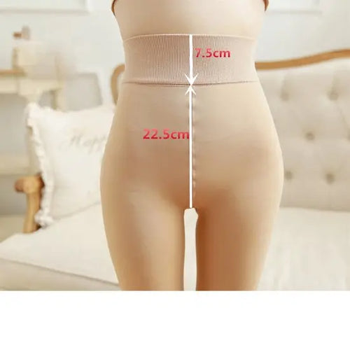 Fleece legging - One size - beige/beige - Thermo - Naadloos - TikTok panty - Zonder voeten - Shapewear dames Heerlijk warm! - Mapsy B.V