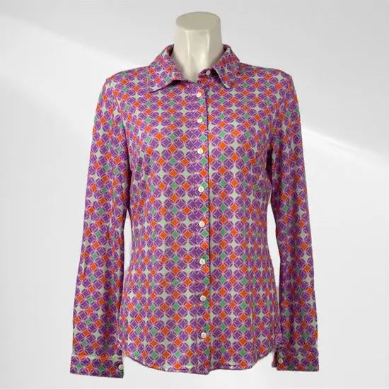 Angelle Milan - Paars/Roze Blouse voor Dames - Travelstof - Comfort - Strijkvrij - Duurzaam - In 5 maten!