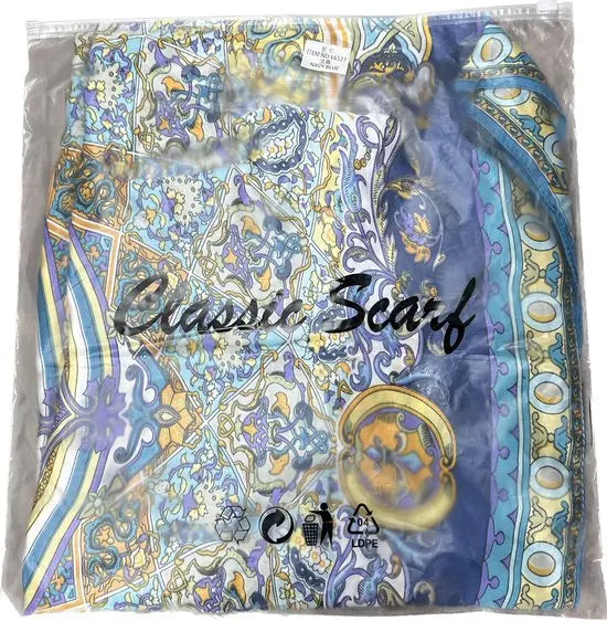 EcoChique multikleur zijden sjaal - Marine Blauw - Zijdezacht - Trendy op TikTok - In 5 kleuren! - Mapsy B.V