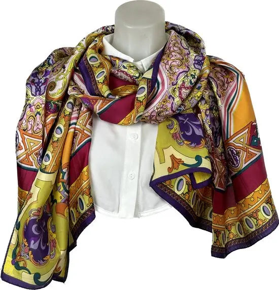 EcoChique multikleur zijden sjaal - Fuchsia - Zijdezacht - Trendy op TikTok - In 5 kleuren! - Mapsy B.V