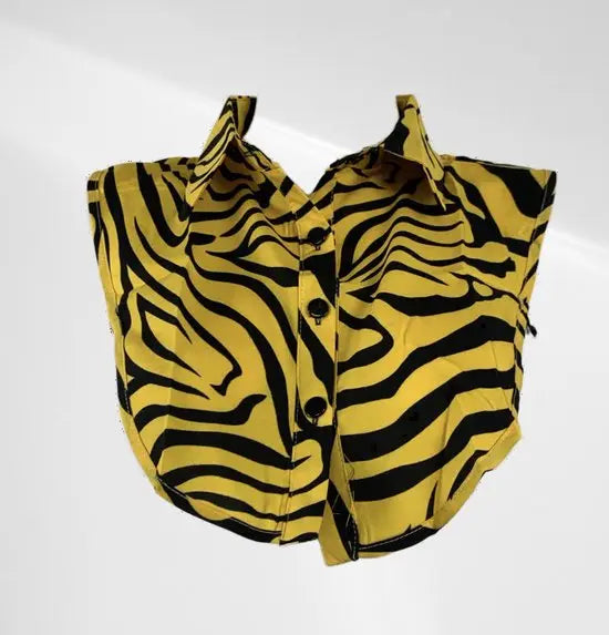 Blouse kraagje - Geel zebra print- In verschillende kleuren - Katoen