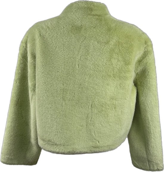 Luxe Imitatiebont Jas in Faux Fur - Stijlvolle Groene Korte Jas - Must have Winter- One Size