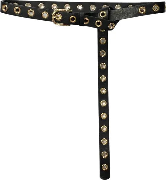 Dames Tailleriem Zwart met gouden gaatjes 135 CM Lang - Mapsy B.V