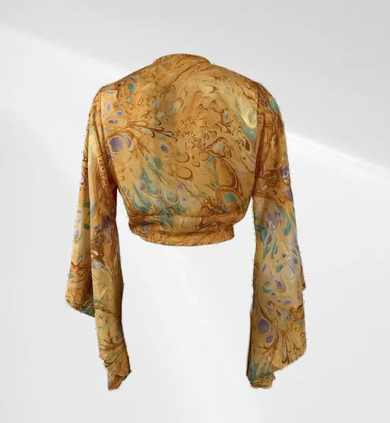 Festival tai top - Oranje print - Zijden - One size - In verschillende kleuren verkrijgbaar - Mapsy B.V