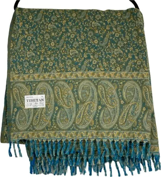Elegante Groene Paisley Sjaal met Franjes - Te gebruiken als Sjaal en Omslagdoek - in 2 kleuren - Comfortabel en Warm - Mapsy B.V
