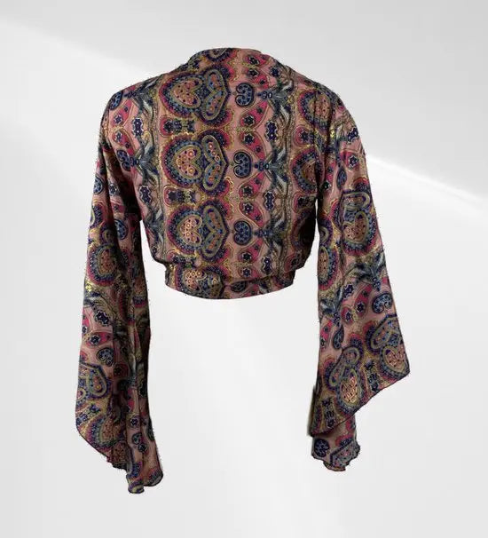 Festival tai top - Roze patroon - Zijden - One size - In verschillende kleuren verkrijgbaar - Mapsy B.V