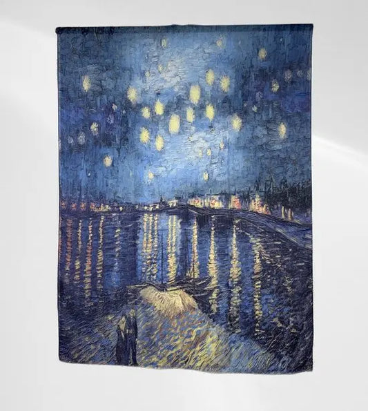 Schilderij sjaal - Sterrennacht boven de Rhone - Viscose - In verschillende patronen verkrijgbaar - Mapsy B.V