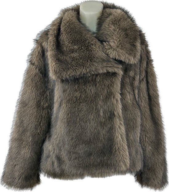 Luxe Faux Fur Jas in Stijlvolle Grijze Tint – Comfortabel en Elegant voor Koude Dagen