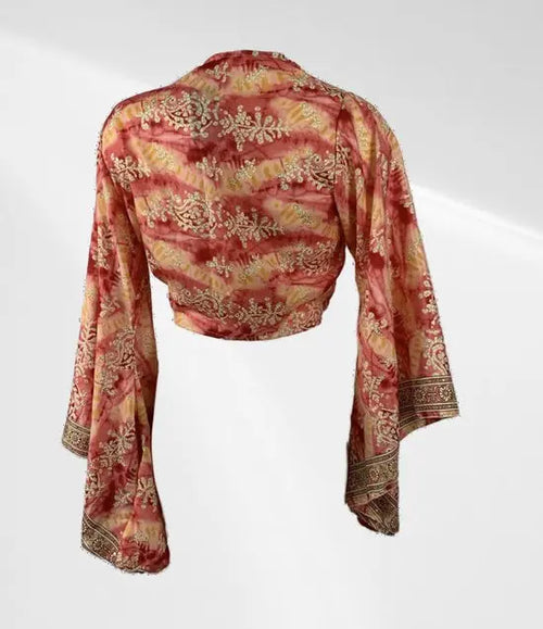 Festival tai top - Roze met oranje - Zijden - One size - In verschillende kleuren verkrijgbaar - Mapsy B.V