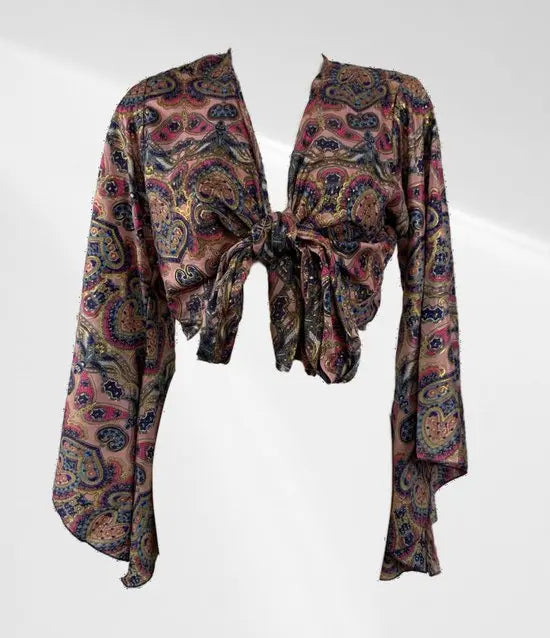 Festival tai top - Roze patroon - Zijden - One size - In verschillende kleuren verkrijgbaar - Mapsy B.V