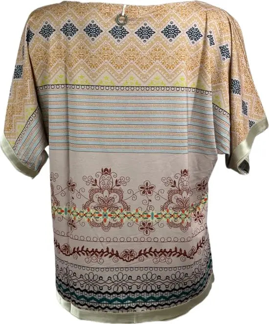 Soggo - travelstof blouse - Multiprint blouse - Ademend - Kreukvrij - in 2 maten - Mapsy B.V