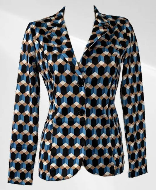 Angelle Milan - Casual travelstof blazer - Blokjes met kleuren - Travelstof - In 5 maten verkrijgbaar - Mapsy B.V