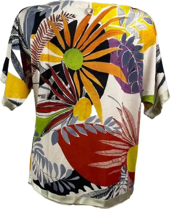 Soggo - Travelkleding voor dames - Multiprint bloemen blouse - Ademend - Kreukvrij - Duurzame Jurk - in 2 maten - Maat M/L