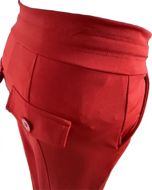 Angelle Milan – travelstof broek voor dames – Rode Broek taps aflopend – Ademend – Kreukherstellend – Duurzame Broek - Mapsy B.V