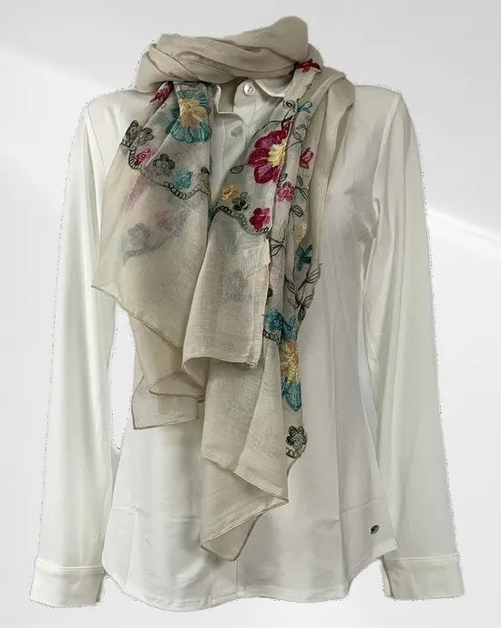 Sjaal - Casual sjaal - Beige met motief - Viscose en katoen - In verschillende kleuren - Mapsy B.V