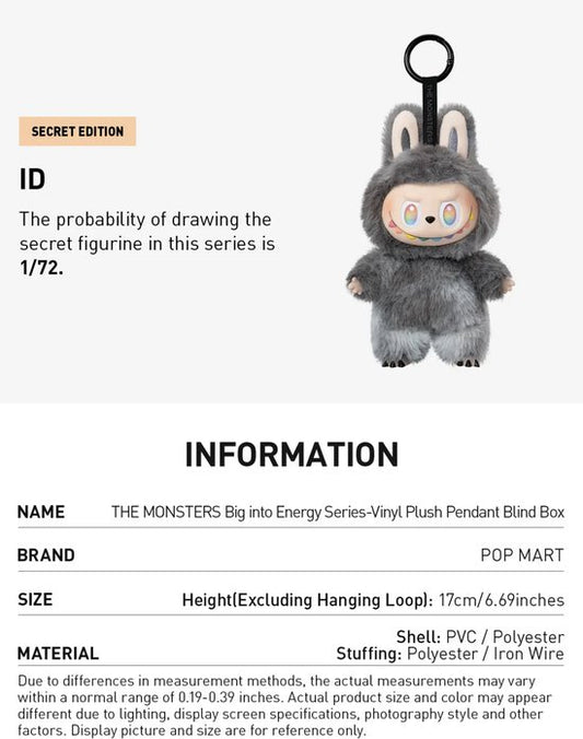 LABUBU – The Monsters "Big Into Energy" Blind Box | Pop Mart Collectible | Populair | Speelgoed | PVC | Vinyl Plush Pendant Blind Box | Verzamel ze allemaal!
