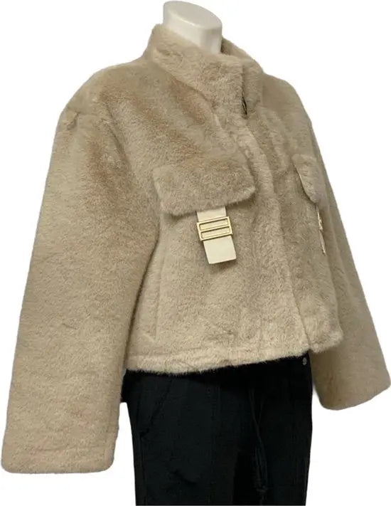 Elegante Dames Faux Fur Bontjas met Zakken – Warm en Zacht - Beschikbaar in 2 stijlvolle kleuren - One Size - Beige