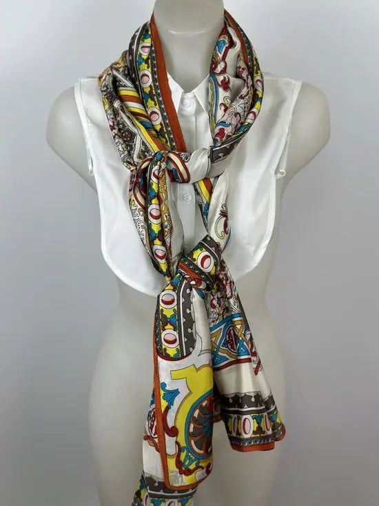 EcoChique multikleur zijden sjaal - Beige - Zijdezacht - Trendy op TikTok - In 5 kleuren! - Mapsy B.V