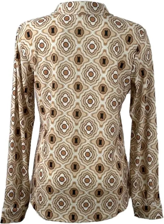 Angelle Milan - Mokka travelstof Blouse voor Dames - Travelstof - Ademend - Kreukherstellend - Duurzaam - in 5 maten! - Mapsy B.V