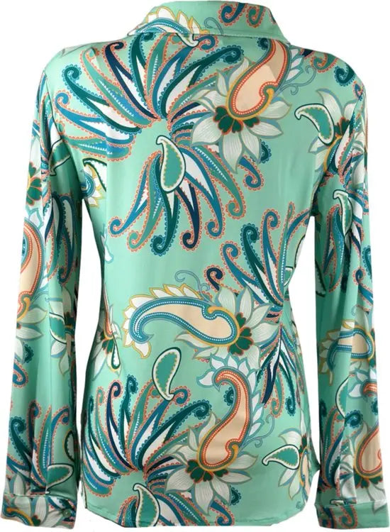 Angelle Milan - Mintgroene Blouse voor Dames - Travelstof - Ademend - Kreukherstellend - Duurzaam - Maat XXL - in 5 maten!