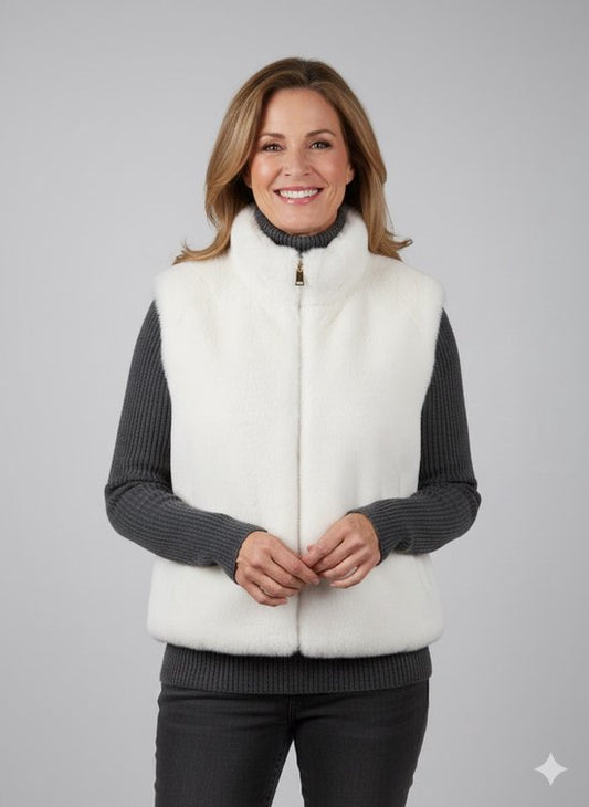 Premium Faux Fur Bodywarmer Wit