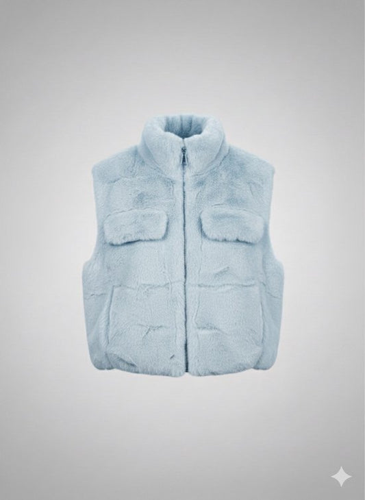 Premium Faux Fur Bodywarmer Lichtblauw
