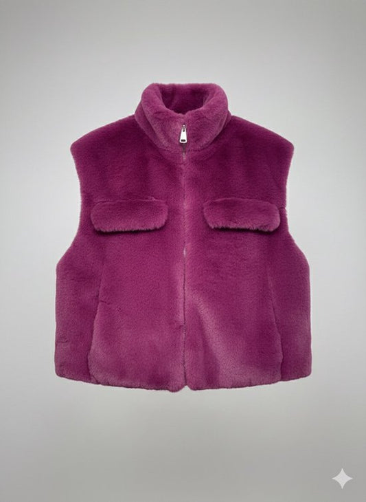 Premium Faux Fur Bodywarmer Bordeaux