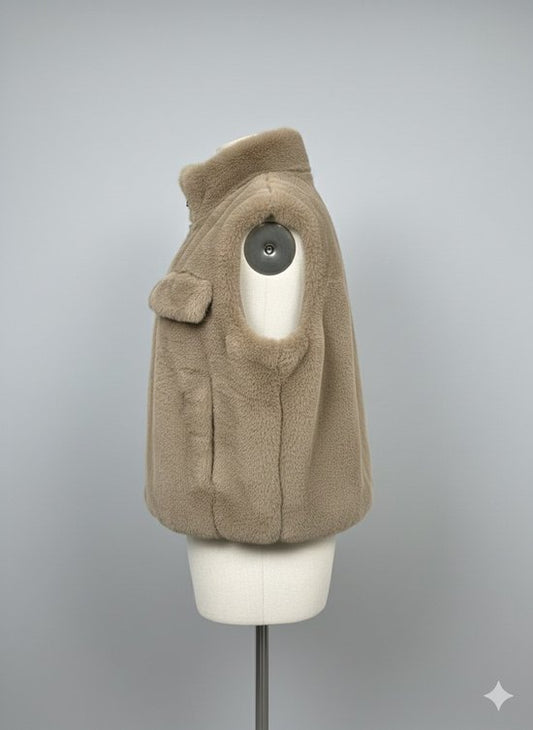 Premium Faux Fur Bodywarmer Taupe