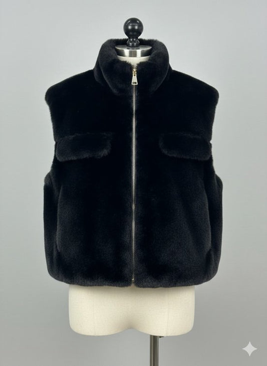 Premium Faux Fur Bodywarmer Zwart