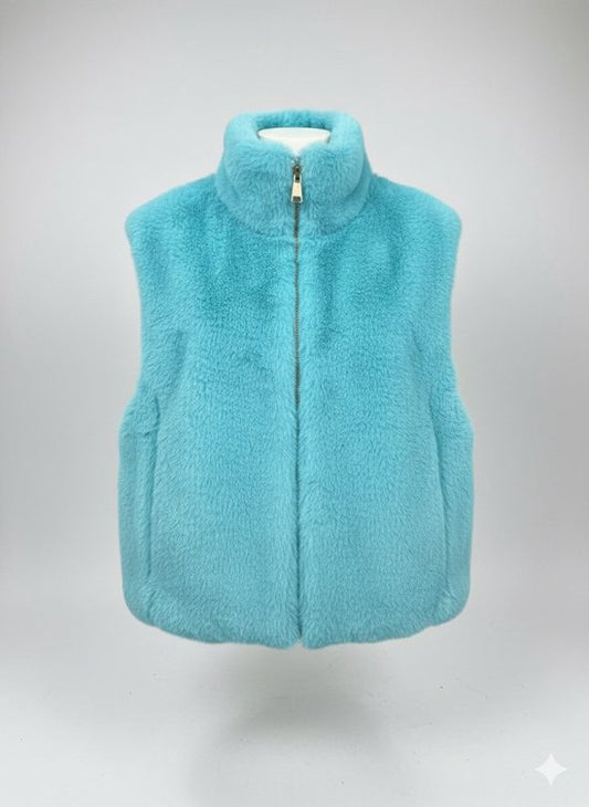Premium Faux Fur Bodywarmer Zeeblauw