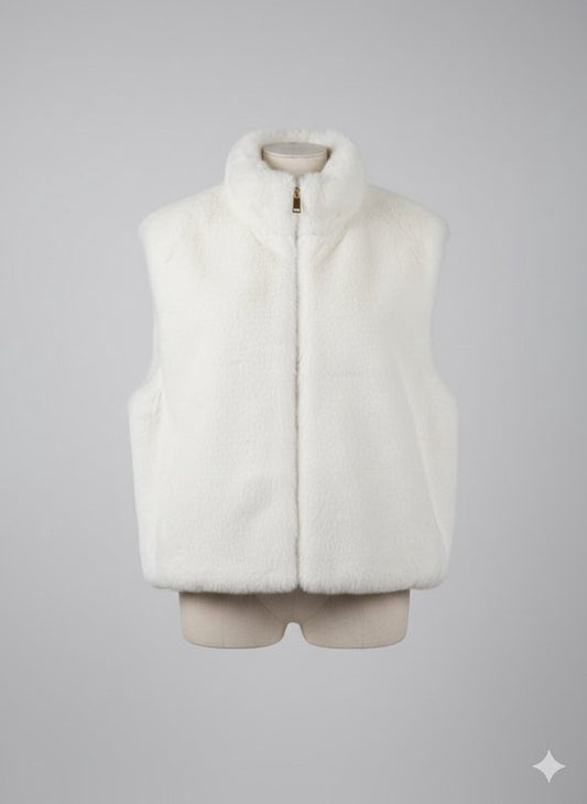 Premium Faux Fur Bodywarmer Wit