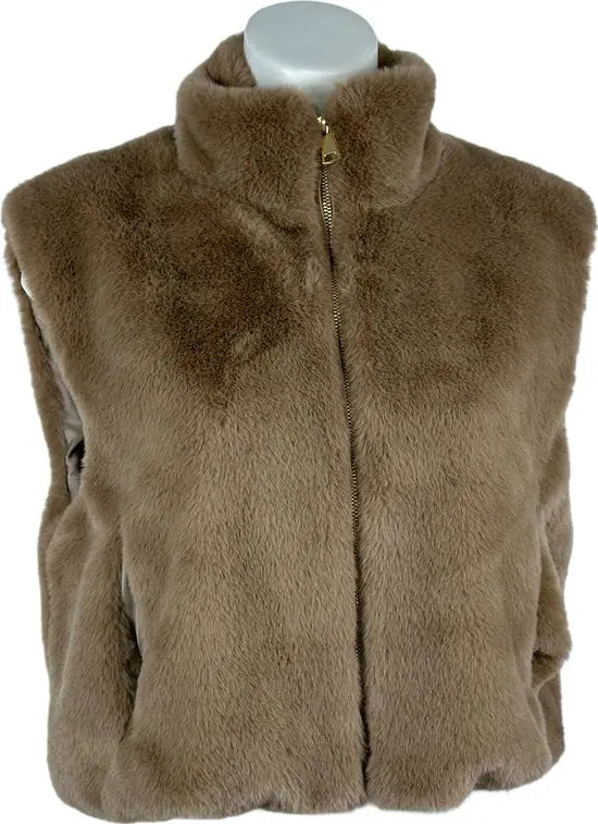 Luxe Dames Faux Fur Bontjas – Warm en Zacht - Beschikbaar in 4 stijlvolle kleuren met zijzakken - One Size - Taupe