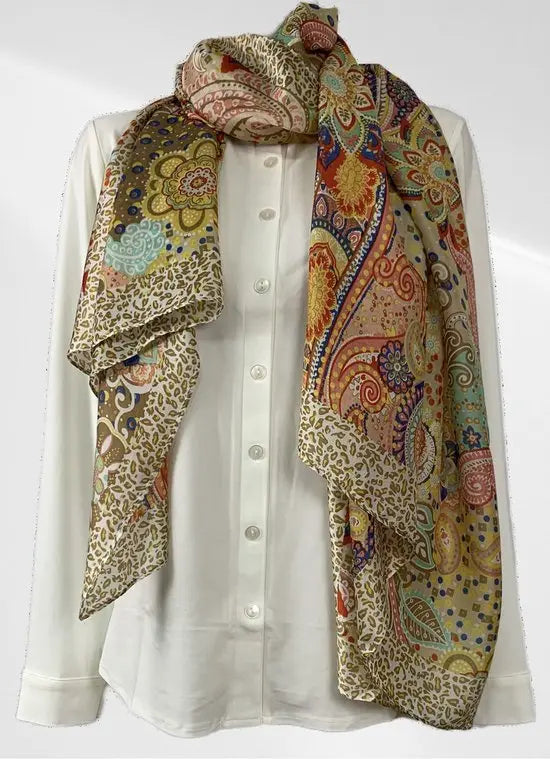 Sjaal - Casual sjaal - Gele print - Viscose en zijde - In verschillende kleuren - Mapsy B.V