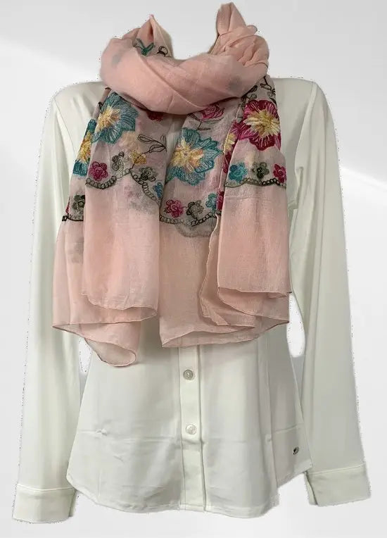 Sjaal - Casual sjaal - Roze met motief - Viscose en katoen - In verschillende kleuren - Mapsy B.V