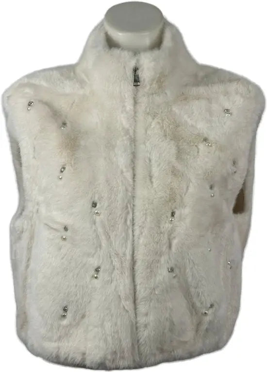 Chique Mouwloos Bodywarmer met Hoge Kwaliteit Faux Fur en Strass Steentjes - Dé wintertrend van 2024! - in 4 Kleuren - One Size