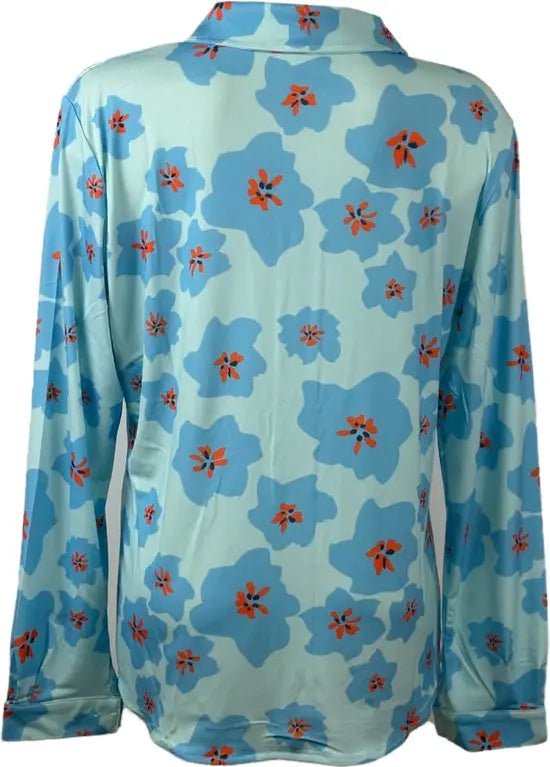 Angelle Milan - Lichtblauwe travelstof blouse voor Dames - Travelstof - Ademend - Kreukherstellend - Duurzaam - in 5 maten! - Mapsy B.V