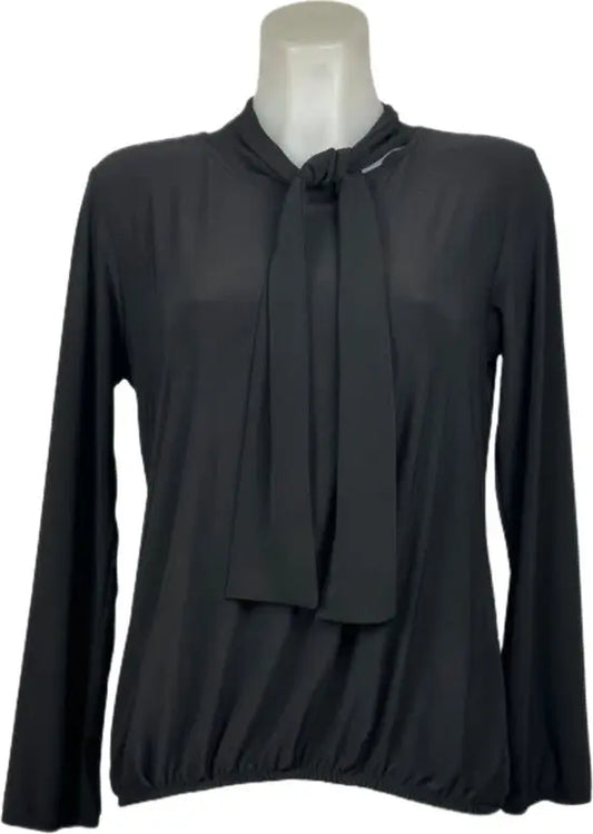 Angelle Milan – travelstof blouse – Zwarte blouse met Koord – Ademend – Kreukvrij - Mapsy B.V