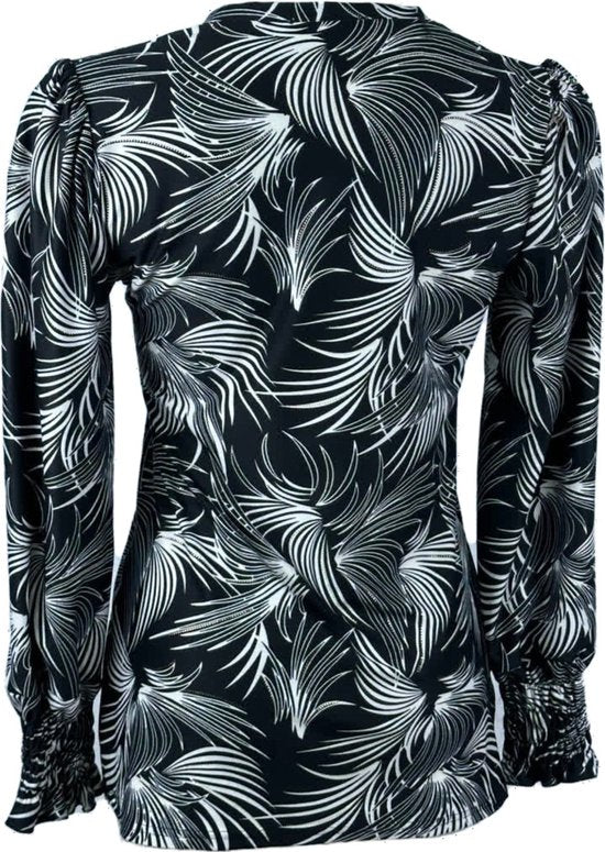 Royal Style – travelstof blouse – Zwart/Witte blouse – Ademend – Kreukvrij – Duurzame Blouse - Mapsy B.V
