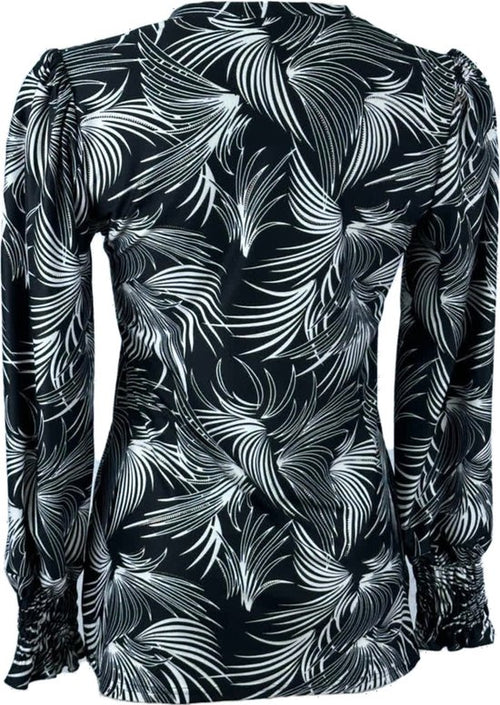 Royal Style – travelstof blouse – Zwart/Witte blouse – Ademend – Kreukvrij – Duurzame Blouse - Mapsy B.V