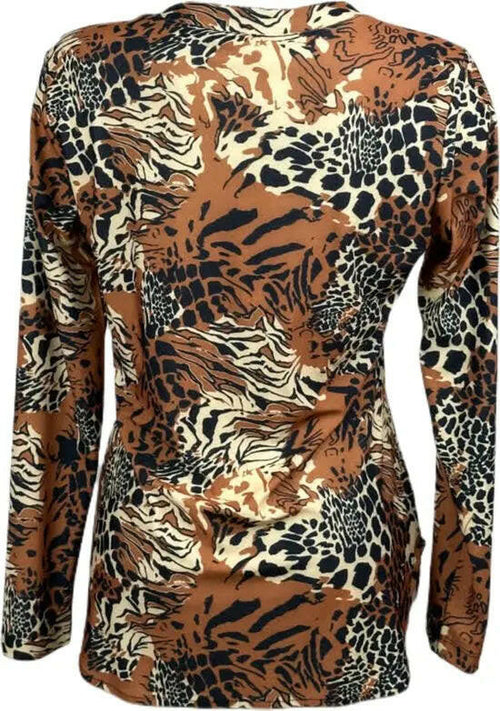 Angelle Milan – travelstof blouse – Multibruine zebra Blouse – Ademend – Kreukvrij – Duurzame Blouse - Mapsy B.V