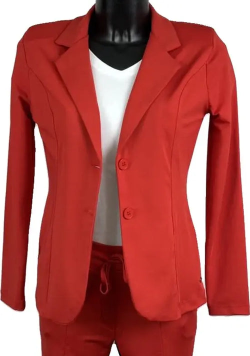 Angelle Milan – travelstof blazer voor dames – Rood Jasje met 2 knopen – Ademend – Kreukherstellend – Duurzaam - Mapsy B.V