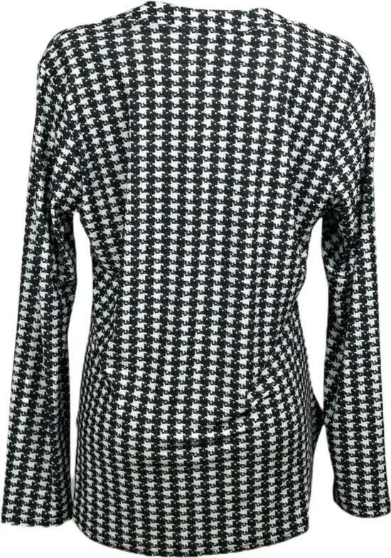 Angelle Milan – travelstof blouse – Zwart/Witte Patroon blouse – Ademend – Kreukvrij - Mapsy B.V