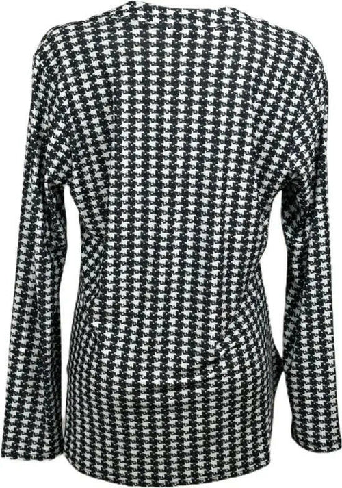 Angelle Milan – travelstof blouse – Zwart/Witte Patroon blouse – Ademend – Kreukvrij - Mapsy B.V