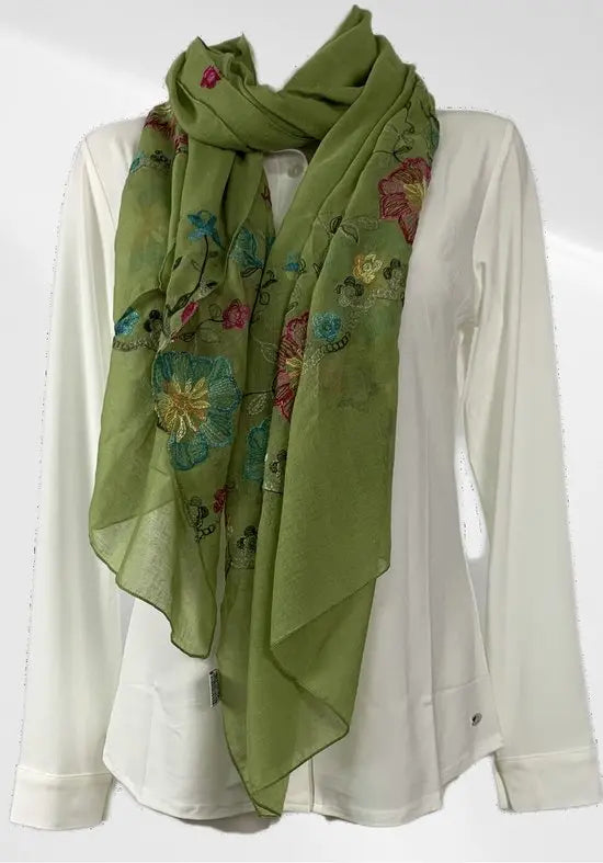 Sjaal - Casual sjaal - Groen met motief - Viscose en katoen - In verschillende kleuren - Mapsy B.V