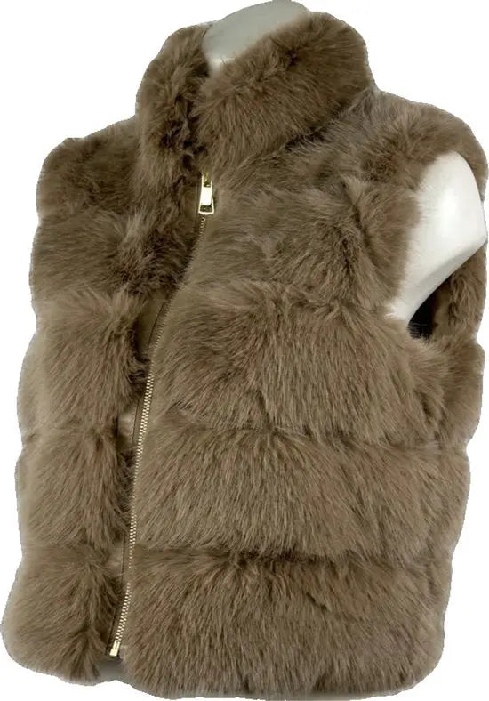 Elegante Dames Faux Fur Bontjas – Warm en Zacht - Beschikbaar in 4 stijlvolle kleuren - One Size - Taupe